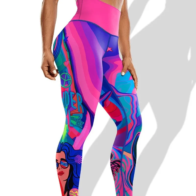 New Personalized Printed High Elasticity Yoga Pants Hip Lifting Outdoor Sports Fitness Running Cycling Leggings Women