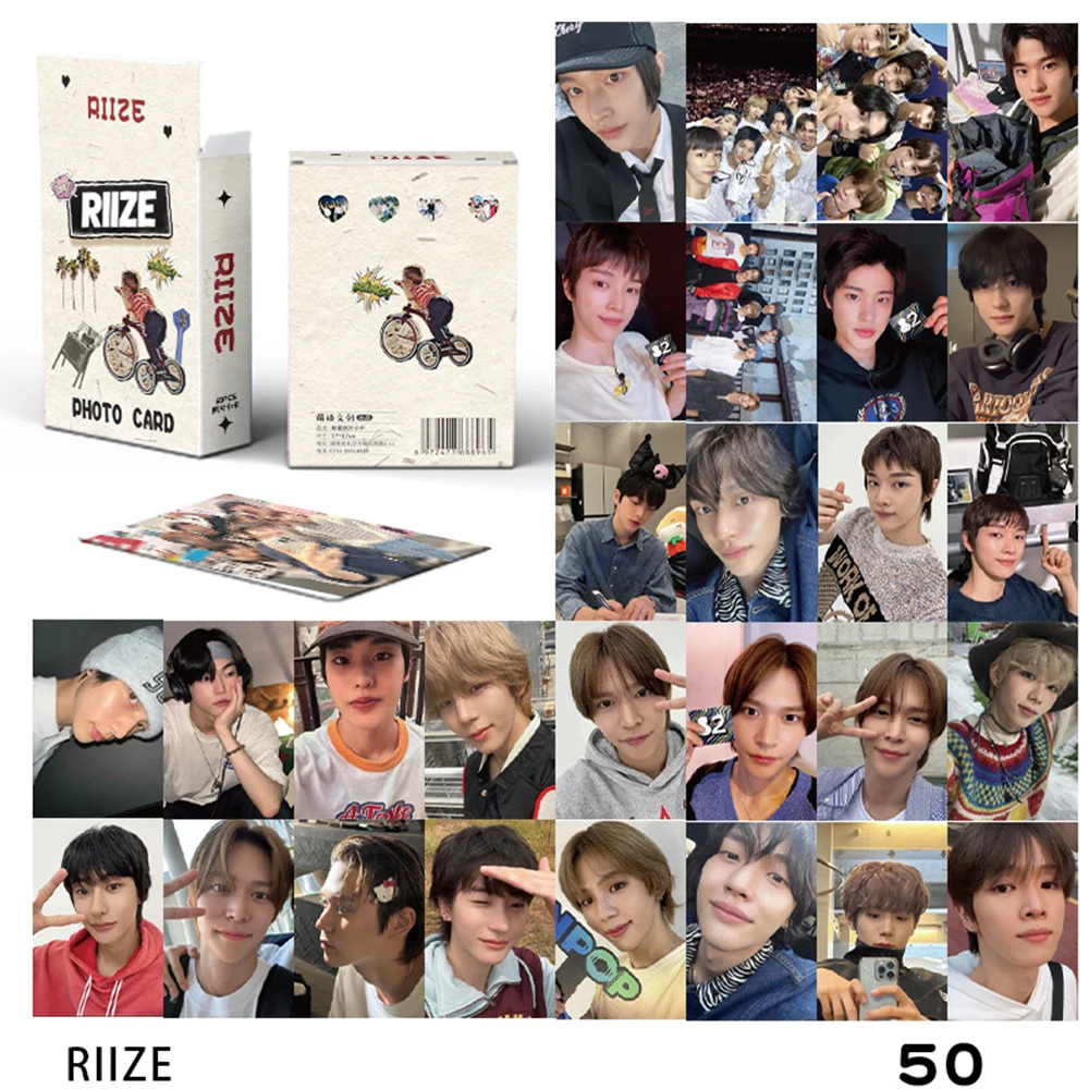 50pcs/Set RIIZE Get A Guitar Album Photocards KPOP Memories Teaser HD Laser LOMO Cards Shotaro Anton Wonbin EunSeok Fans Gifts