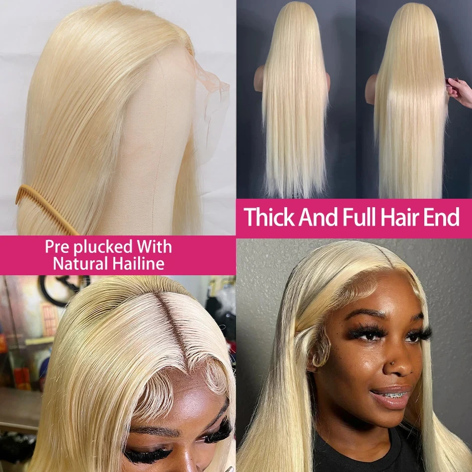 613 Hd Lace Frontal Wig 13x6 Bone Straight Human Hair Wig 13x4 Lace Front Blonde Wigs For Women 30 32Inch Colored Human Hair Wig image 2