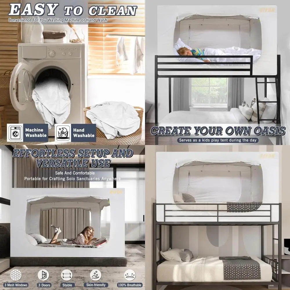 

Портативная палатка-домик для двоих Dream Tent для детей и взрослых - 70% затемнения, 3 двери, дышащая, для использования в помещении