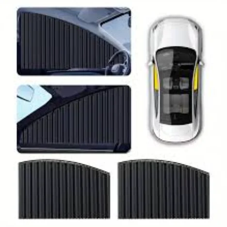 2/4pcs Sun Protection Temperature Isolation Car Privacy Sunshade Black Sliver Embedded Track Curtains Private Cool Car Interior