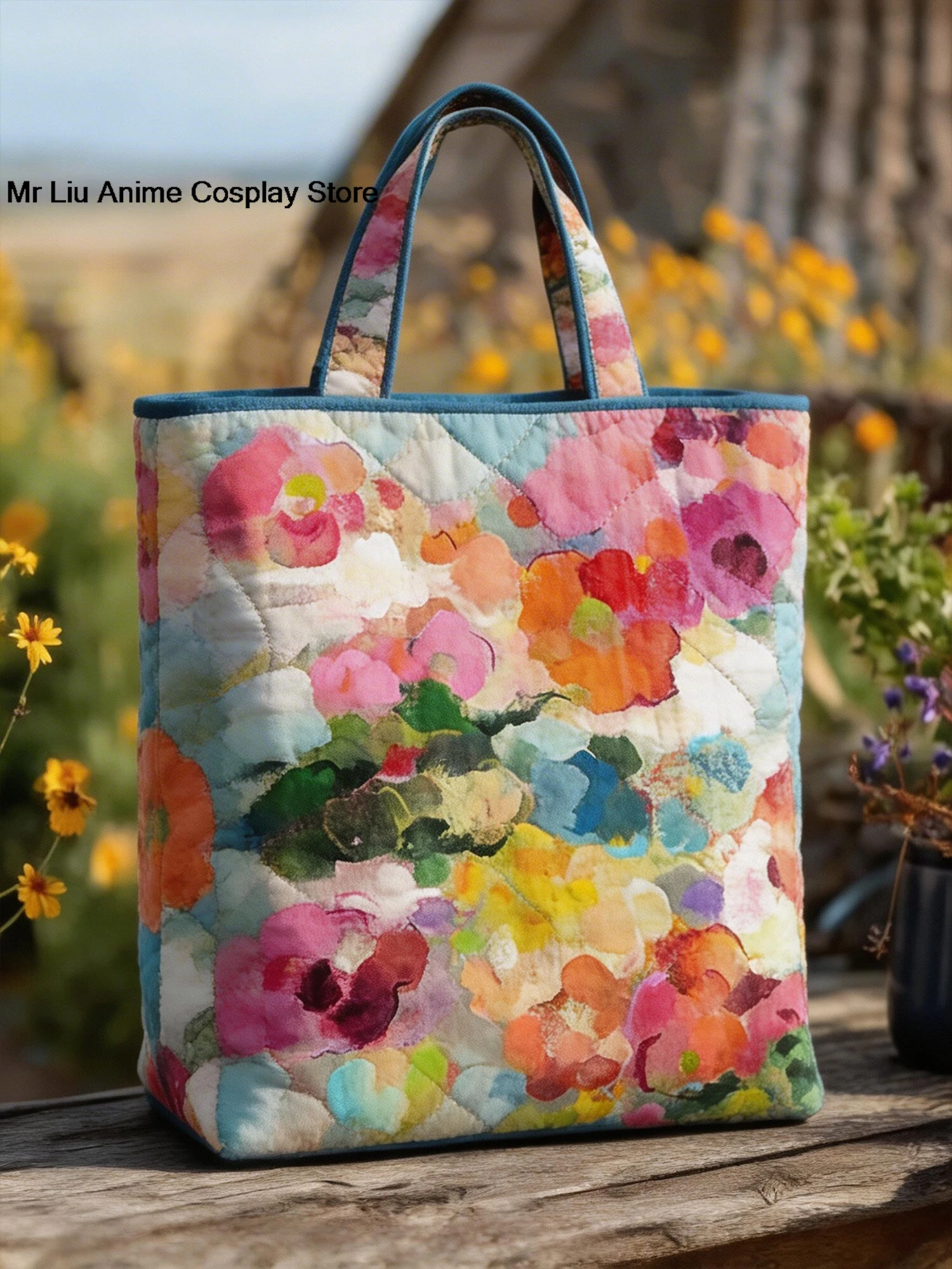 3D Printed Quilted Tote Bag Floral pattern quilted handbag Shoulder Bag elegant Handbag Travel Sport Bag Hiking Camping