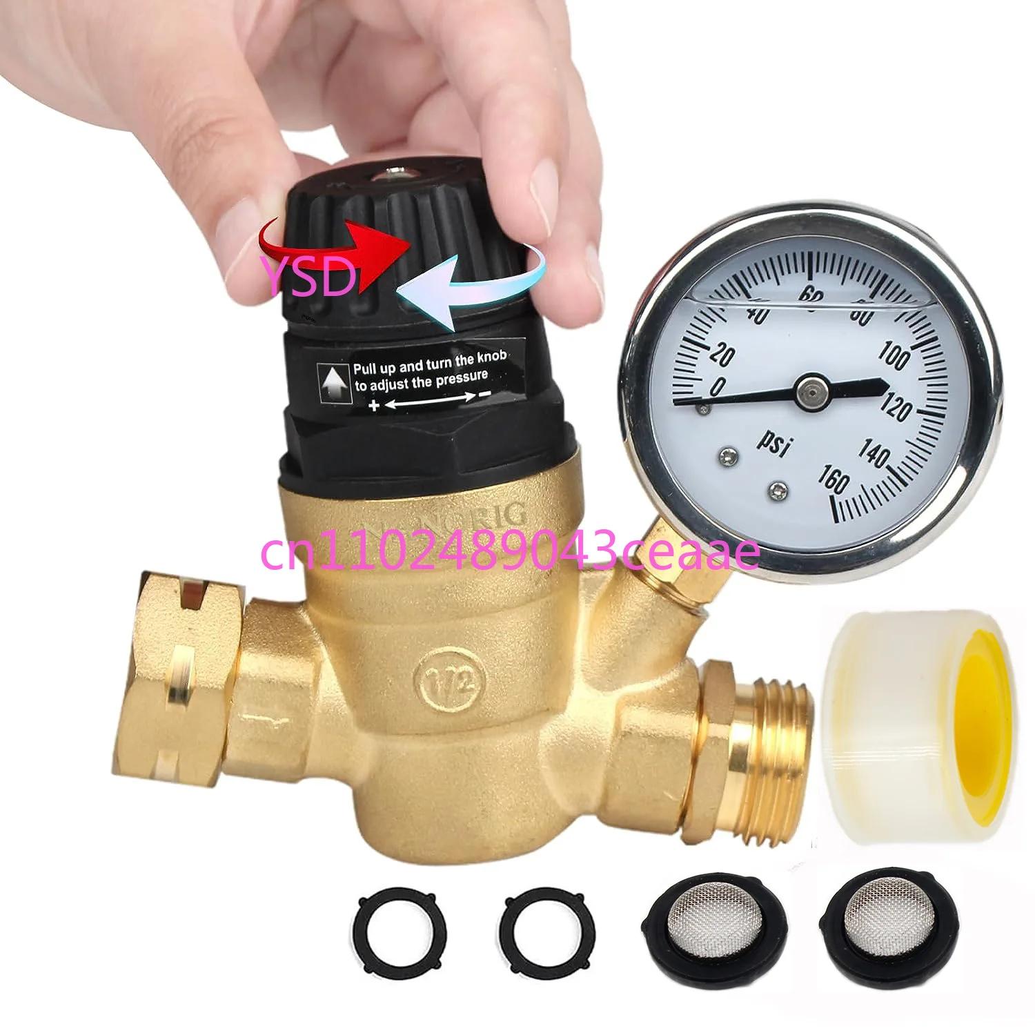

Upgraded RV Water Pressure Regulator Adjustable Handle Travel Trailer Pressure Reducing Valve