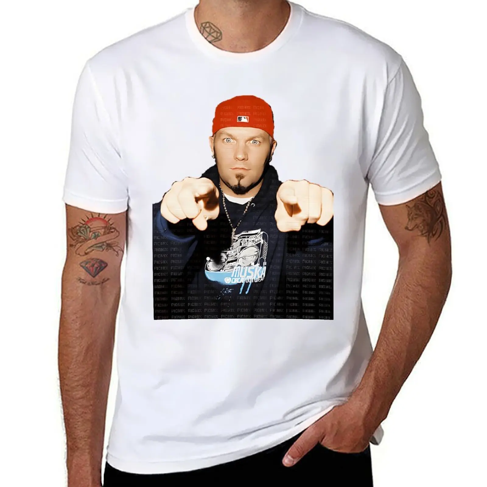 

Fred Durst (limp bizkit) T-Shirt black cotton t-shirt plain for man package t shirts for man slim fit T-Shirt