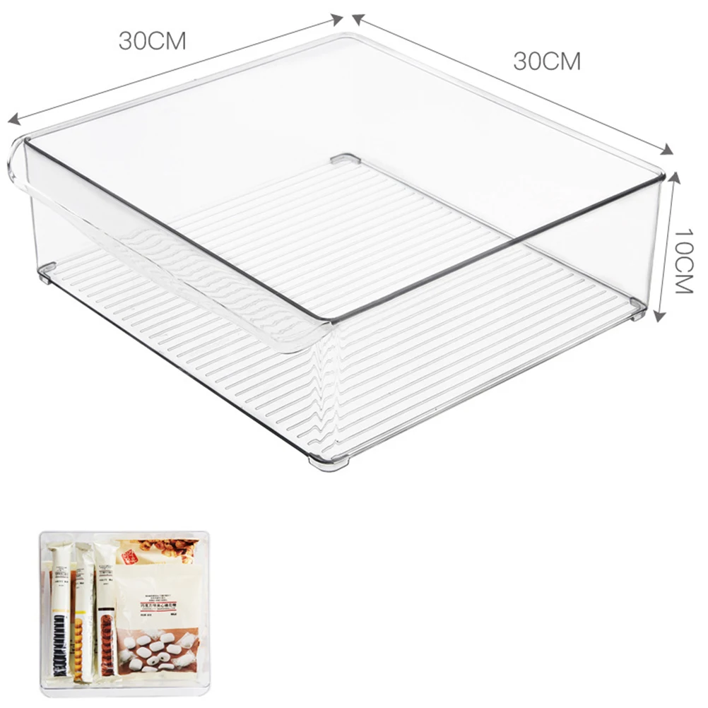 

Прозрачный ящик для хранения продуктов питания 30X30X10 см, пластиковый штабелируемый контейнер для холодильника, кухонный инструмент для организации фруктов