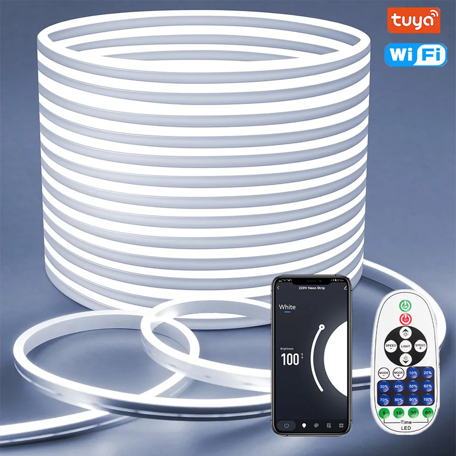 

Пульт дистанционного управления/Bluetooth/TUYA WiFi светодиодный неоновый свет 220 В 750 Вт 1500 Вт вилка европейского стандарта холодный теплый белый неоновый светодиодный ленточный светильник уличный домашний декор лампа