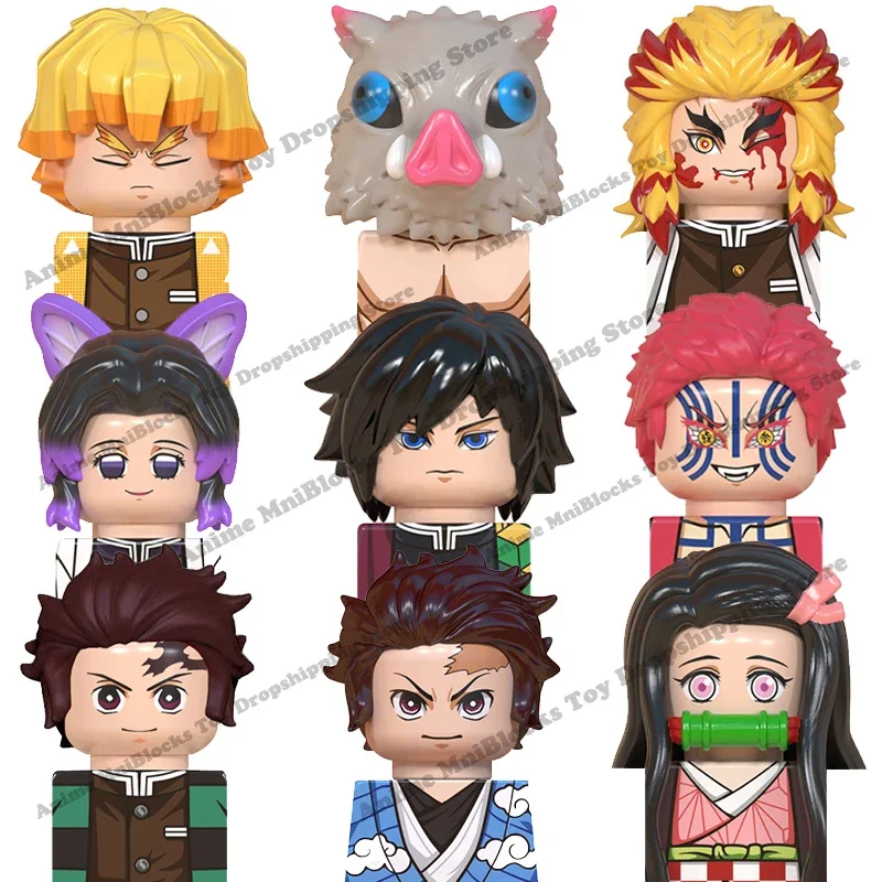 Demon Slayer WM6116 Mini Assemble Dolls Action Toy Figures Tanjirou Nezuko Inosuke Giyuu Kyoujurou Building Blocks WM2176 PG2327