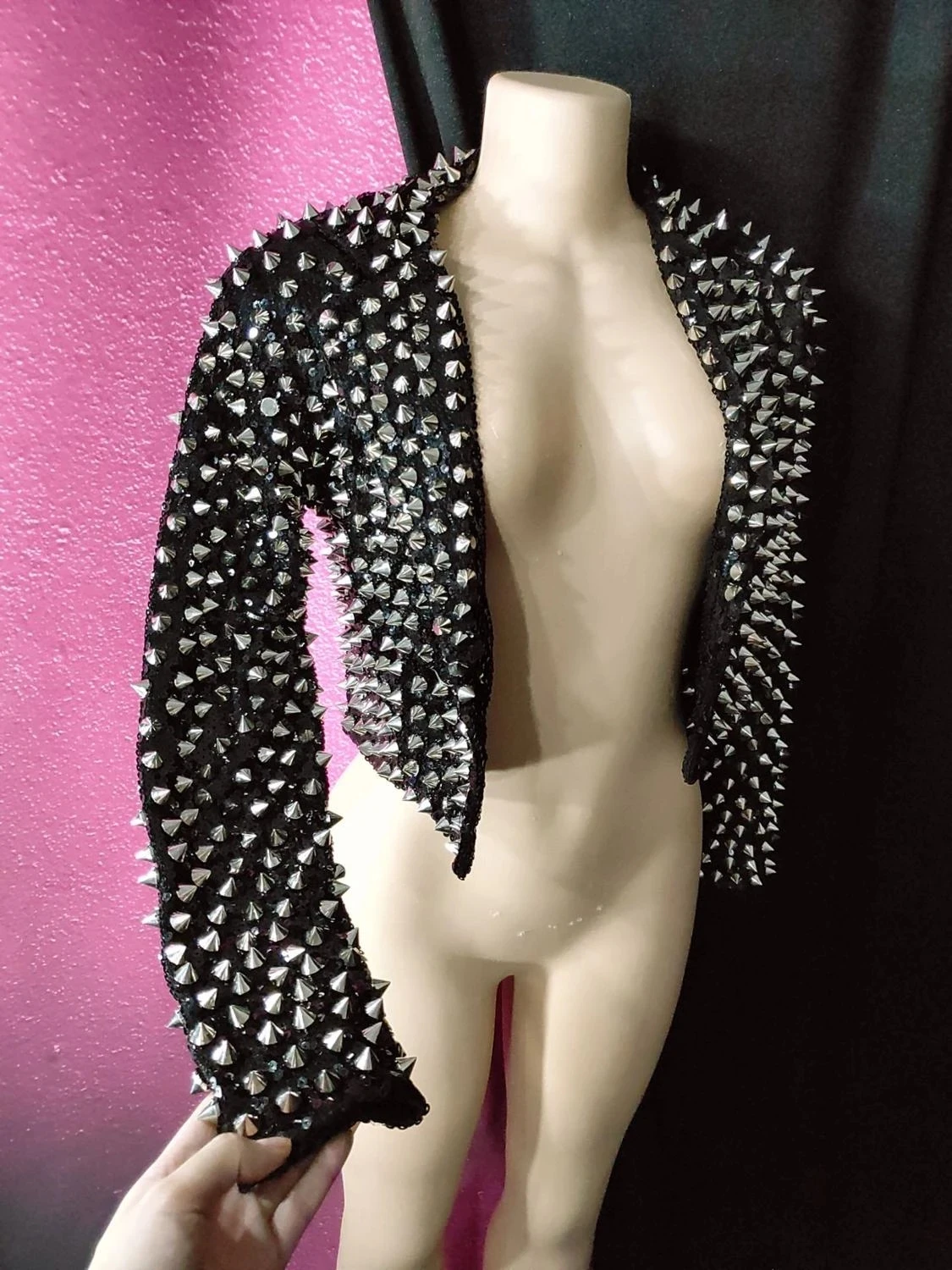 Kly RiSALE-Veste à Paillettes avec Soutien-Gorge pour Femme, Tenue de Bal d'Anniversaire, Costume de Chanteur et de Danseuse, Ensemble de Tenue de Bar, 2 Documents