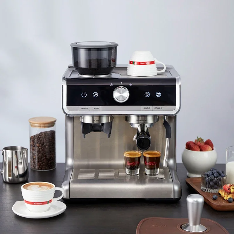 NEW Barsetto BAE01 Espresso Coffee Machine with Grinder Electric Coffee Maker Commercial 15Bar Pump Pressure Steam Milk Frother