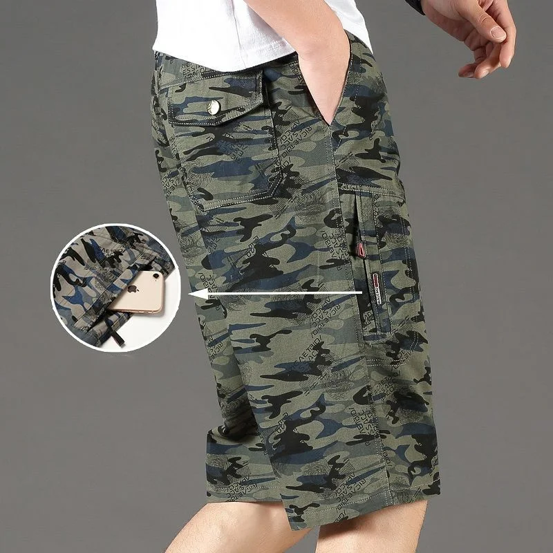 Streetwear Fashion Men Camouflage Casual Cargo Shorts Summer New Y2k Vintage Baggy Outdoor Sports Knee Lenght Straight Pants 4XL