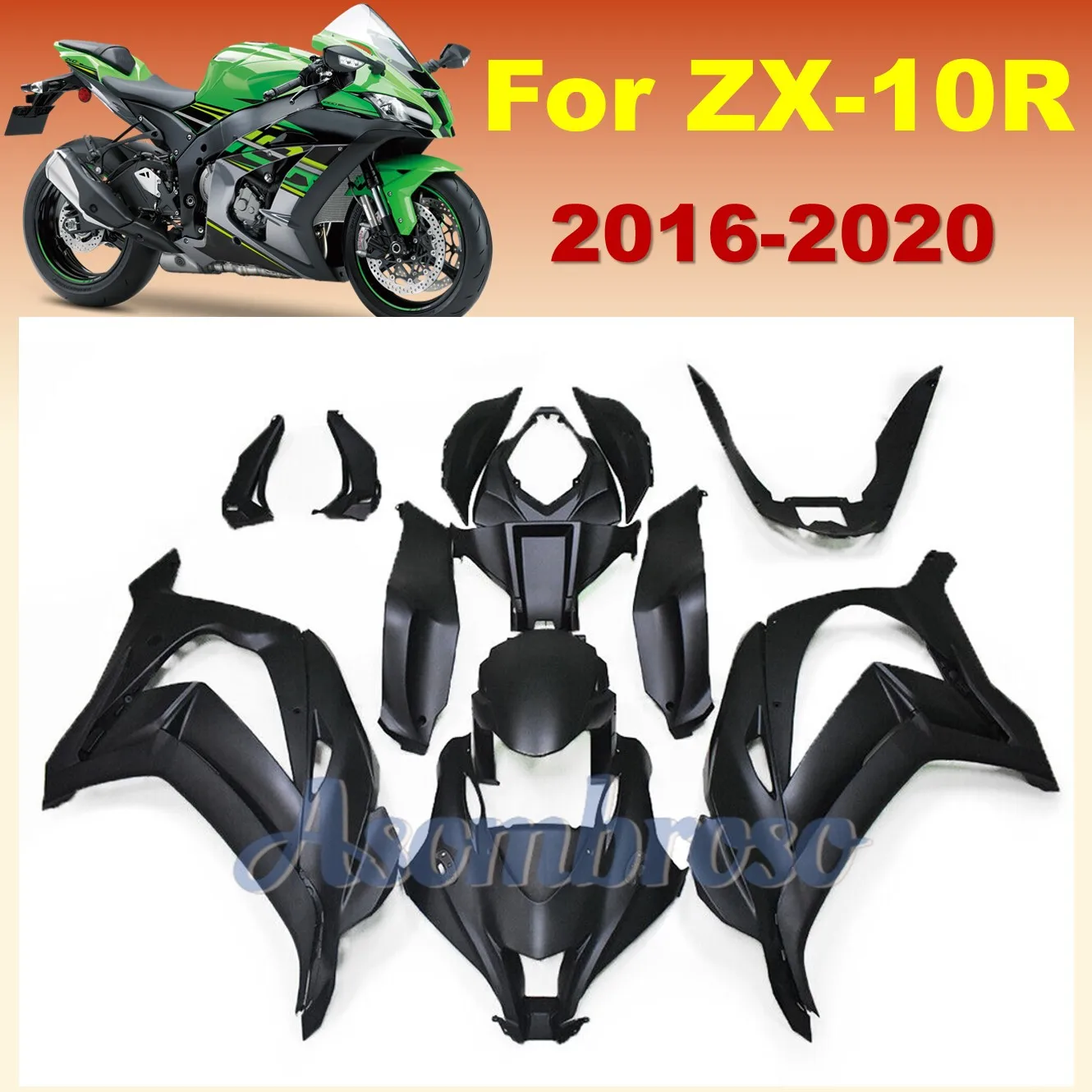 Fit for Kwasaki Ninja ZX10R 2016 2017 2018 2019 2020  ZX-10R 16-20 zx 10r Motorcycle Fairing 100% Injection Molding Matte Black