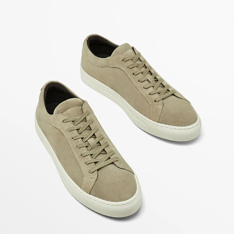 

2026, весенние новые мужские кроссовки из натуральной кожи с круглой головкой и шнуровкой на плоской подошве, однотонные простые универсальные базовые туфли, повседневные мужские шикарные кроссовки