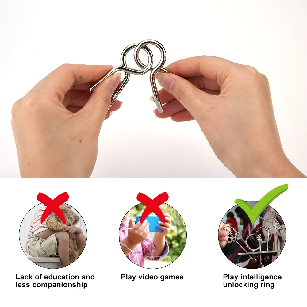 مجموعة ألغاز سلكية معدنية مكونة من 20 قطعة، ألغاز الذكاء، ألعاب تعليمية لتدريب ألغاز الأسلاك