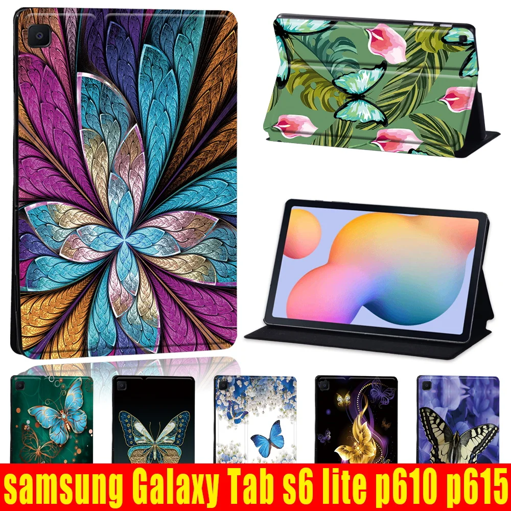 Animal Tablet Case for Samsung Galaxy Tab S6 Lite P610/P615 Anti -cratch Flip Butterfly Series Leather Cover Case 10.4 Inch