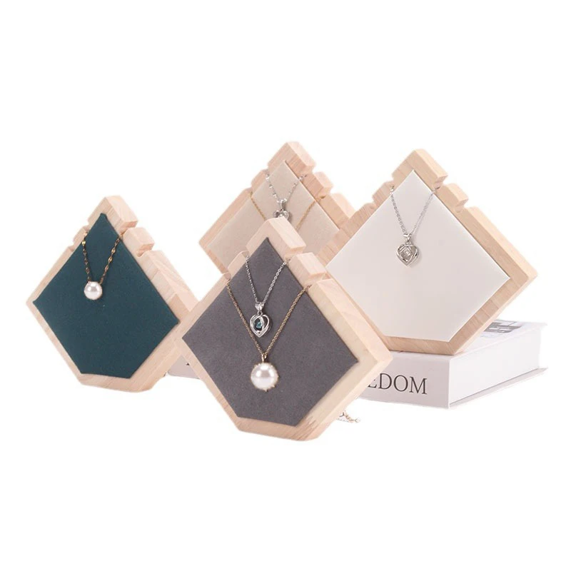 

Creative Geometric Shaped Jewelry Display Stand Wood Holder Pendant Necklace Bracelet Anklet Storage Rack Counter Showcase Props