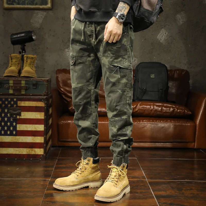 

Classic all-in-one camo overalls men's corset pants spring and autumn new trend loose casual long pants men's sports outdoor