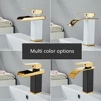 Bathroom Basin Faucet Waterfall Bathroom Mixer Tap Solid Brass LED Sink Faucet White Single Handle Deck Mounted Toilet Mixer Tap