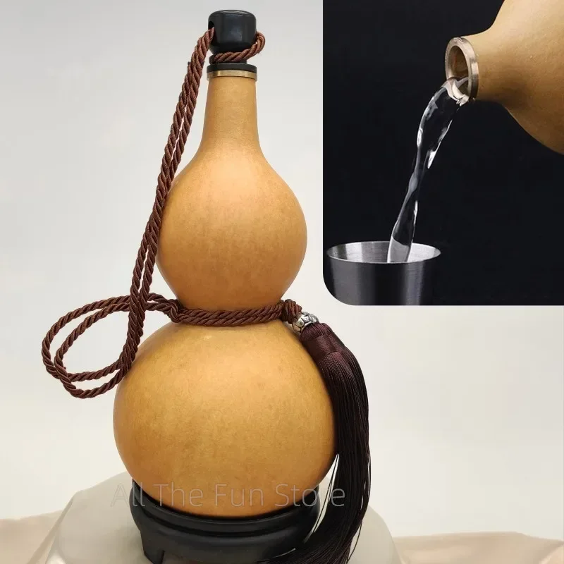 Natural Gourd Water Bottle for Cosplay Hulu Hulou Flask Calabash Home Table Decor Chinese Pumpkin for Drinks Holder Ornament