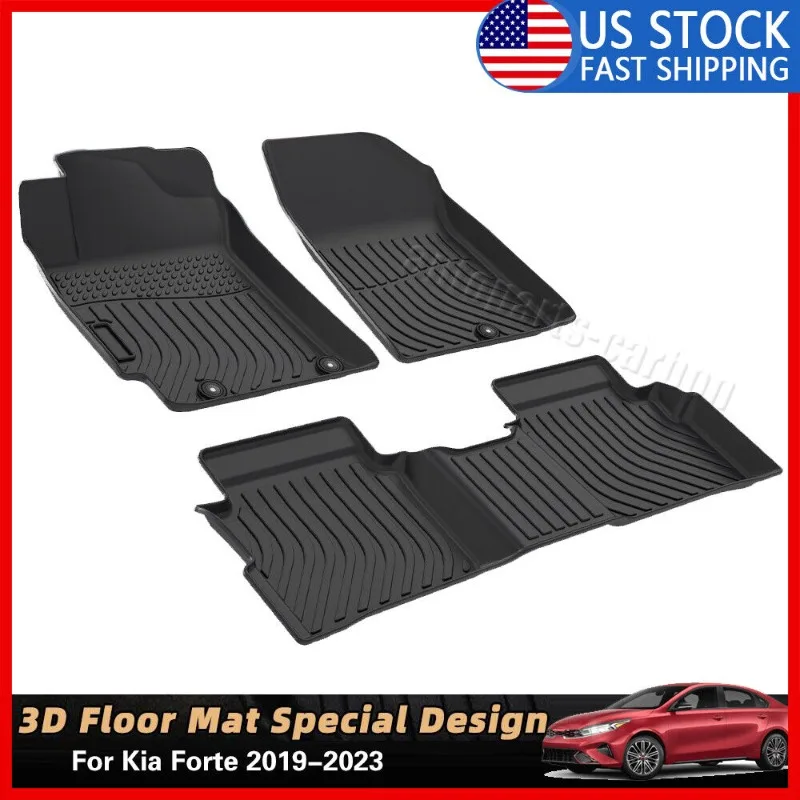 

Floor Mats Liner for Kia Forte 2019-2024 Black TPE Rubber All-Weather Waterproof United States