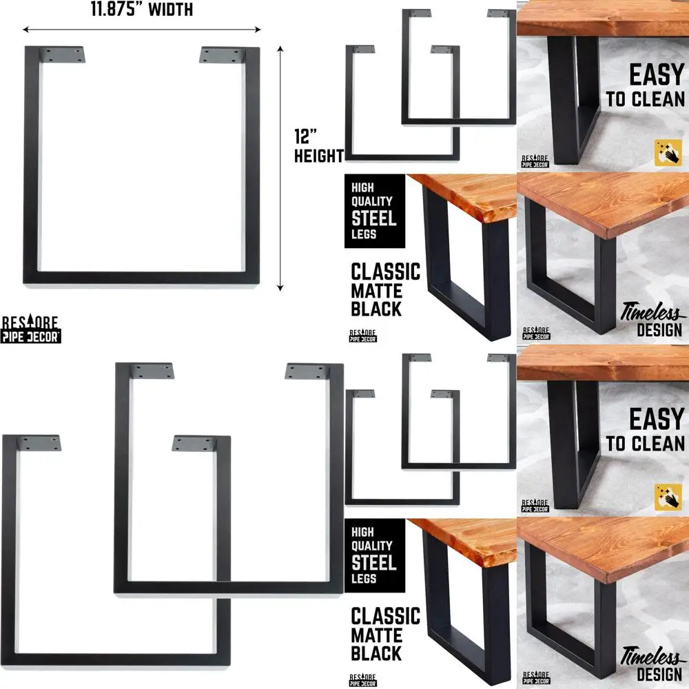 

Пара из 12 черных металлических ножек для столов, скамеек, проектов DIY