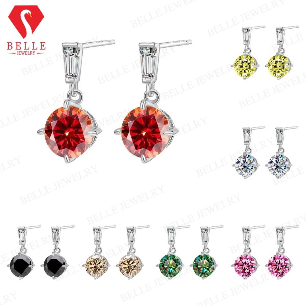 Moissanite Earring Round Cut 2ct D Color VVS1 925 Sterling Silver GRA Certified Hypoallergenic Factory Direct Great Gift Choice