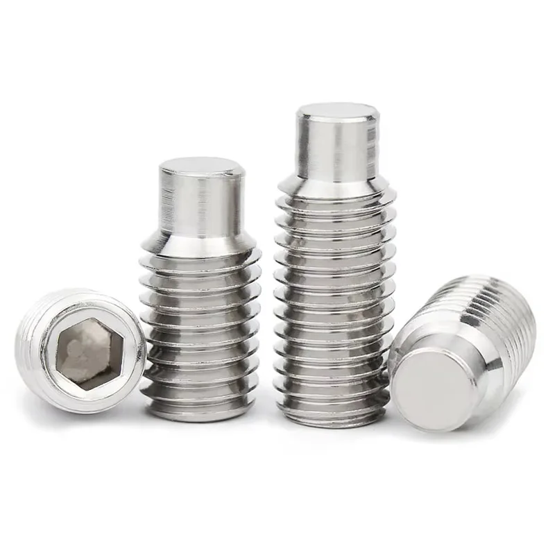 DIN915 304 stainless Steel Terminal Grub Convex End Screw Hexagon Socket Set Screws With Dog Point M2 M2.5 M3 M4 M5 M6 M8 M10