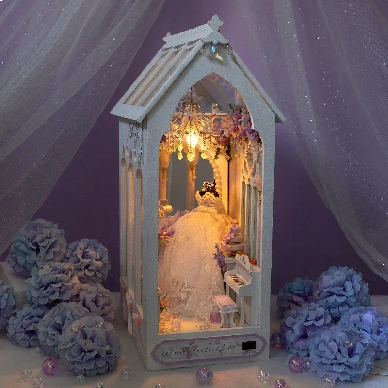 

Modern Wedding Forever Love DIY Wooden Book Nook Shelf Insert Miniature Kits Home Bookend Decoration For Adult Handmade Gifts