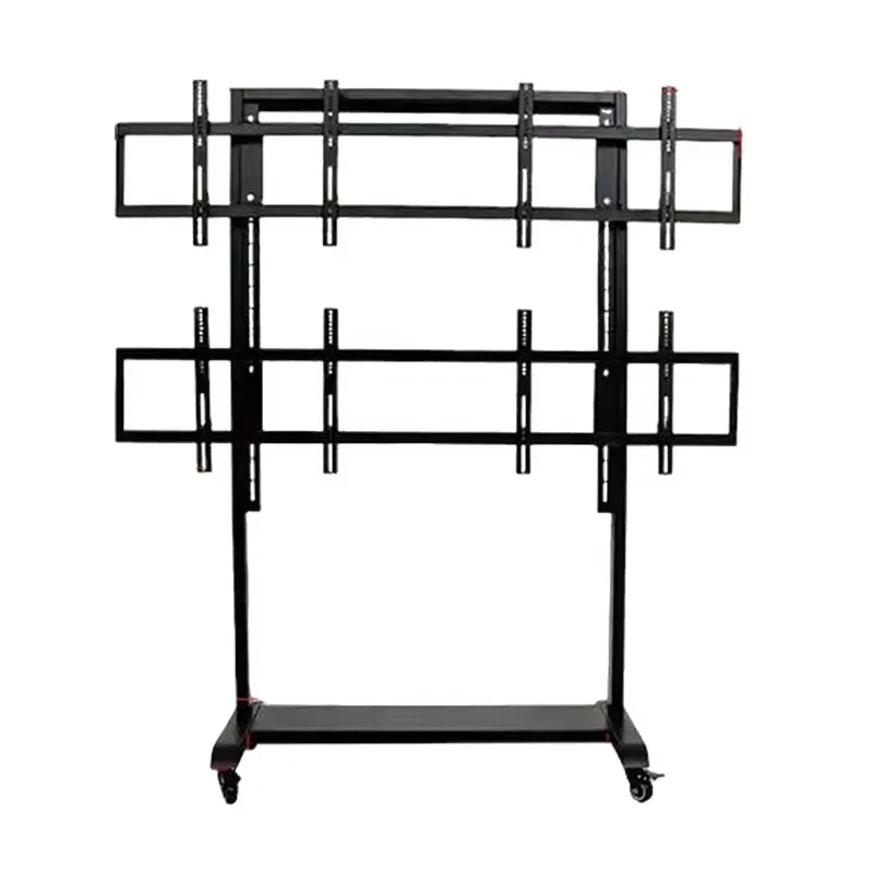 4 TVs Videowall Stand Seamless Splicing Mobile TV Wall Mount Bracket Support 32-55inch 2x2 Quad Screen TV Stand