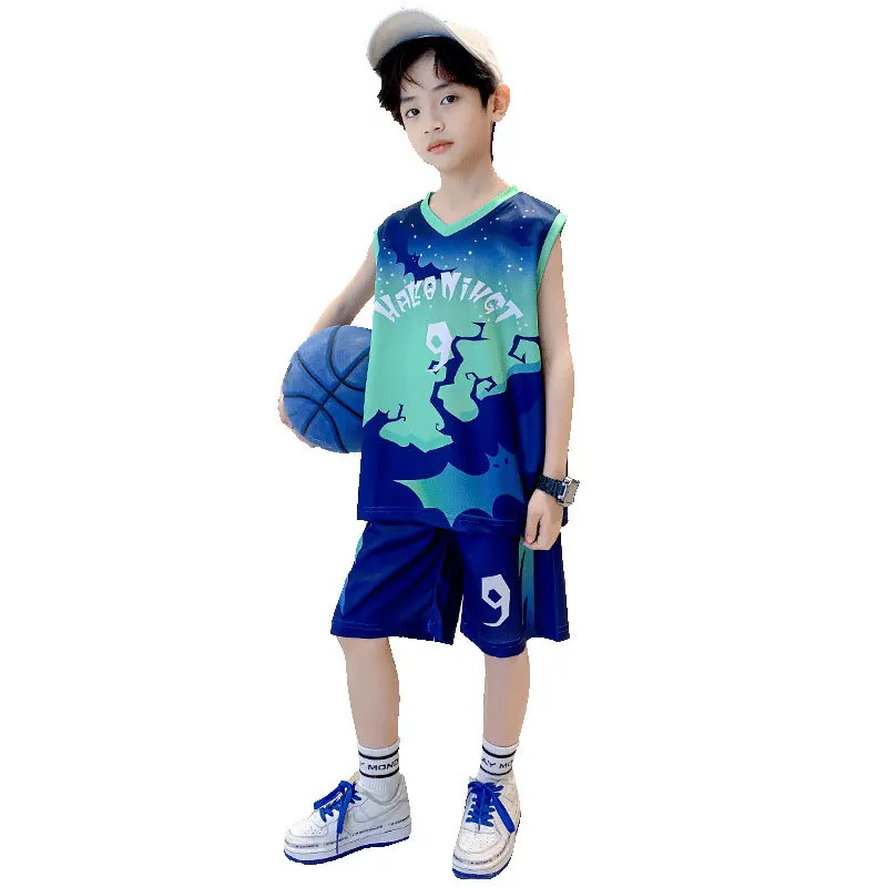 Boys' basketball wear 2024 summer new CU-CU children's tracksuit Sleeveless boys' training wear Children's quick-drying clothes image 5