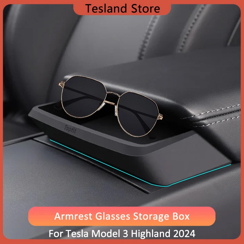 Per Tesla Modello 3 HIghland Bracciolo Occhiali Scatola di Immagazzinaggio Per 2024 Tesla Modello 3 Tasca di Immagazzinaggio Del Telefono In Silicone