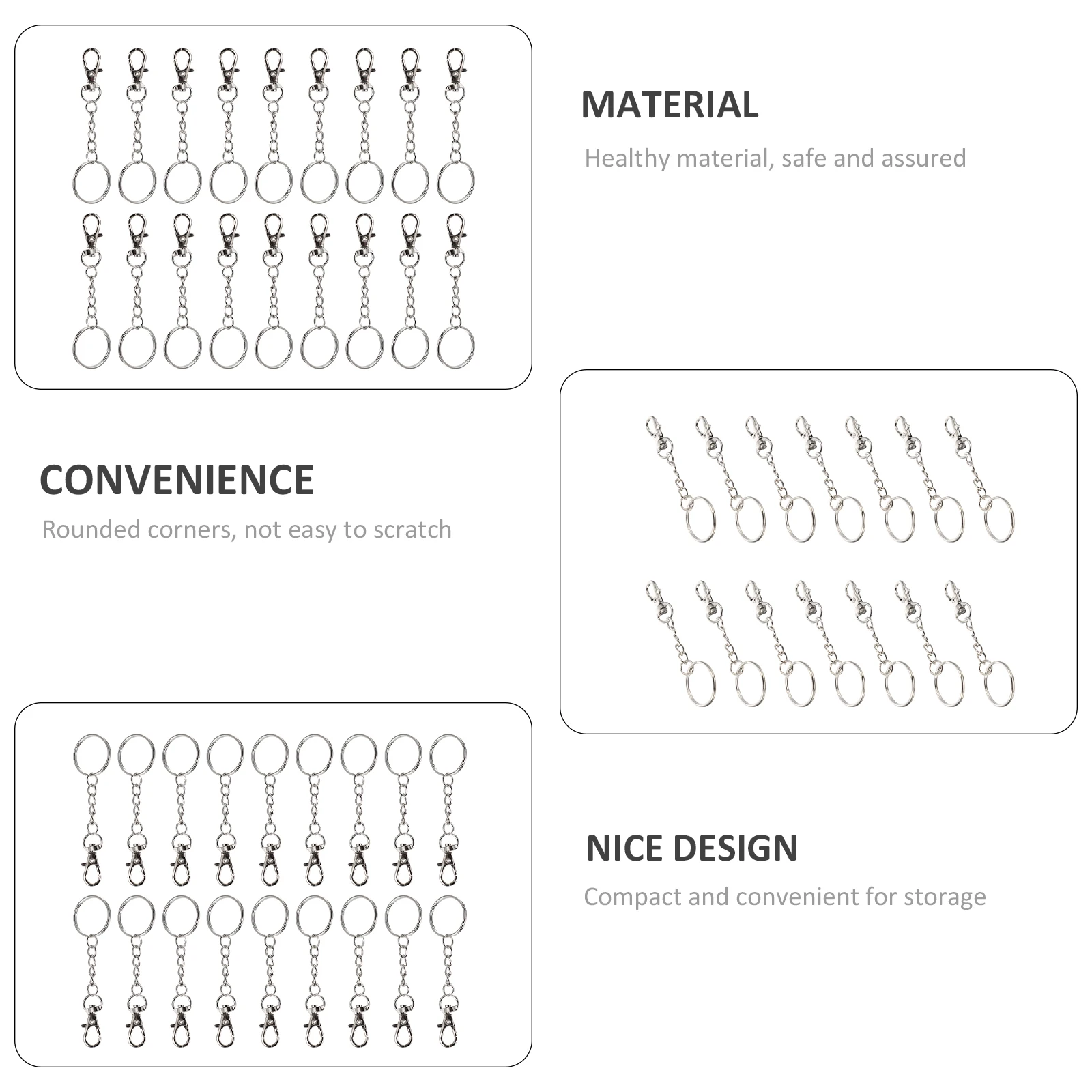 

60 Sets Lobster Clasp Keychain Durable Stainless Steel Key Ring for DIY Crafts Jewelry Making Supplies Metal Circle