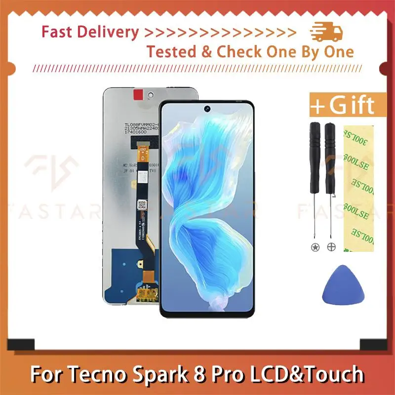 

6.8" Original For Tecno Spark 8 Pro LCD KG8 Display Touch Screen Digitizer Assembly Replacement Spark8Pro KG8 lcd