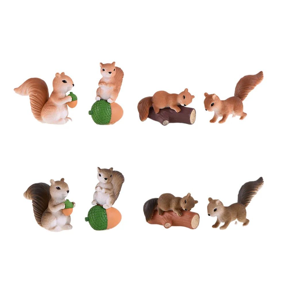 

8 Pcs Decorate Child Squirrel Sculpture Miniature Dollhouse Accessories Kids Toy