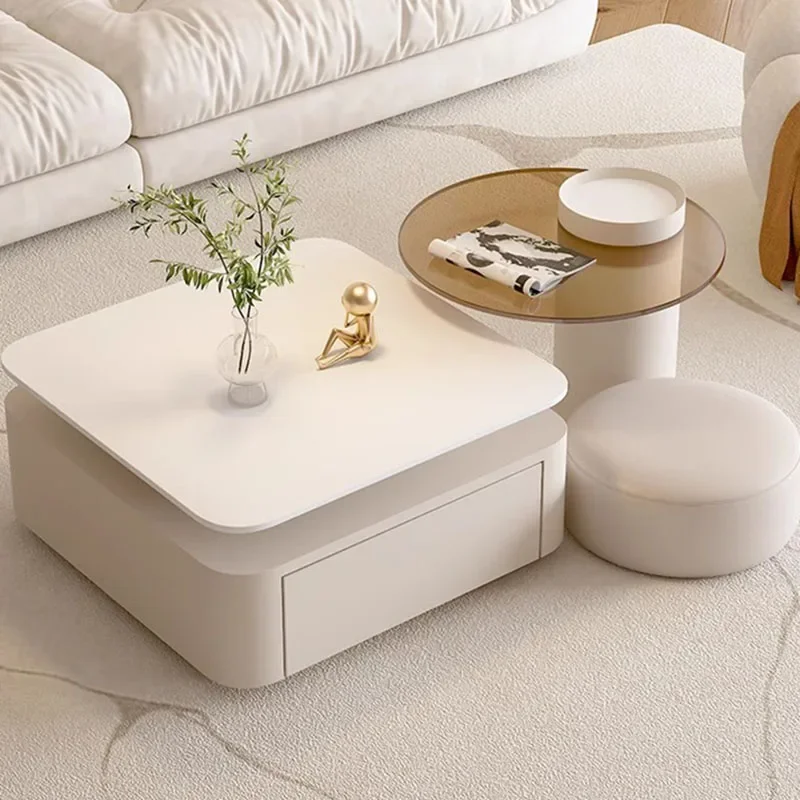 

Drawer Clear Coffee Table Storage White Minimalist Floor Coffee Table Hallway Nordic Tavolino Da Salotto Home Furniture