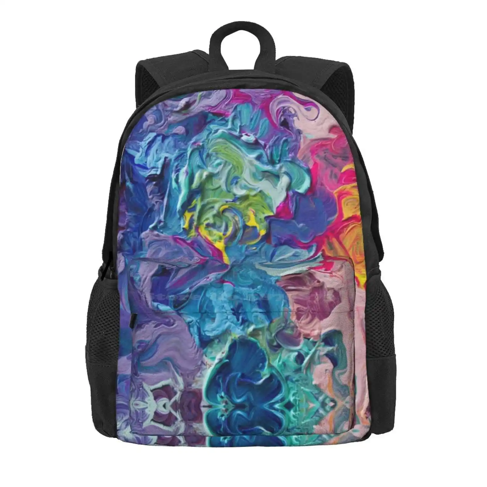 Rainbow Flow Abstraction Hot Sale Schoolbag Backpack Fashion Bags Acrylic Abstract Rainbow Colours Colourful Pallete Shatseva