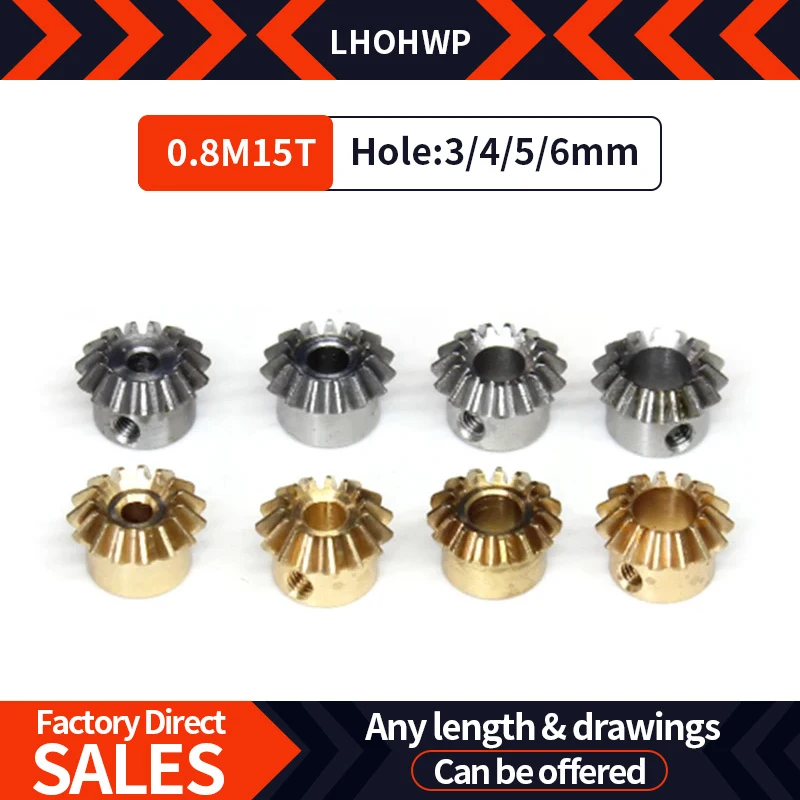 

New Product Bevel Gear Bevel Gear 0.8Model 15Teeth Hole 3/4/5/6mm 90 Transmission Diy Copper Steel