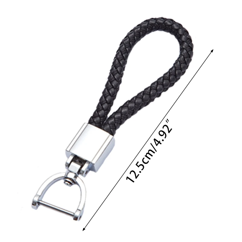 Woven Leather Keychain Detachable Metal 360 Degree Rotating Horseshoe Buckle Braided Car for Key Chain for Men Gift