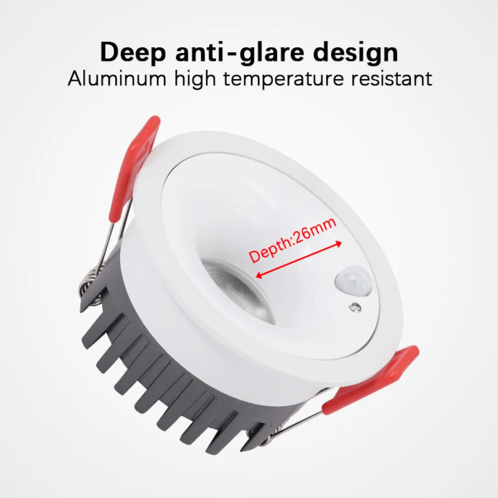 9W Motion Sensor LED Ceiling Light Embedded Downlight for Home Porch Aisle Corridor Staircase Interior Decoration