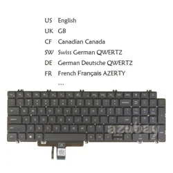 Backlit Laptop Keyboard for Dell Latitude 3540 5520 5521 5530 5531 5540 US UK Canadian French AZERTY Swiss German QWERTZ