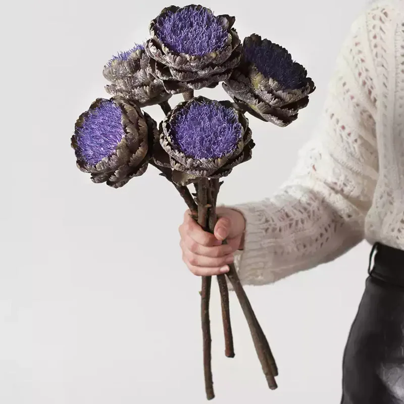 

New Thistle Simulation Bouquet Retro Luxury Purple Fake Flower Home Furnishings Hotel Homestay Vase Decorations Props