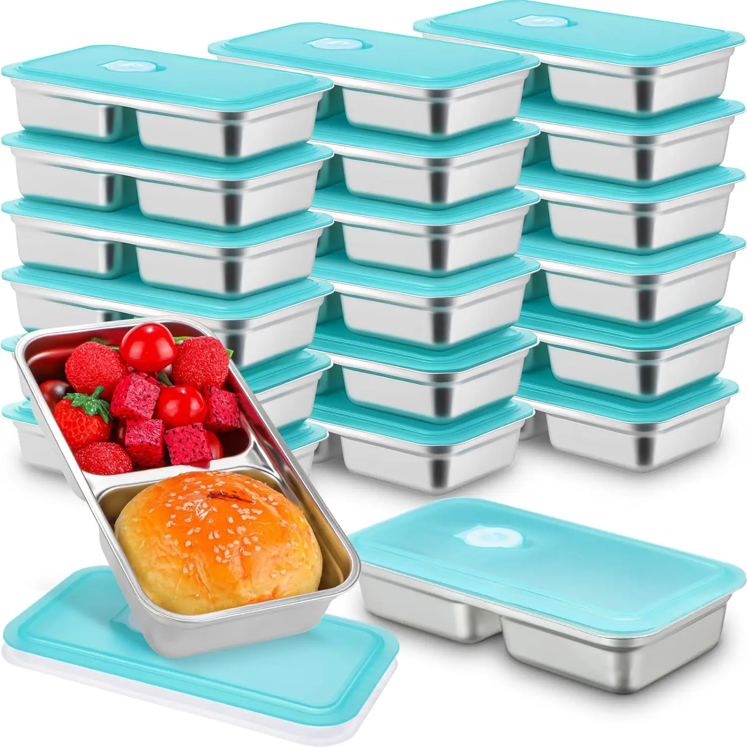 

20-Pack Stainless Steel 30oz Bento Box with Leakproof Lid, Dishwasher Safe