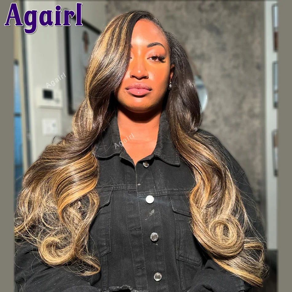 30 32Inch 13X6 13X4 Body Wave Lace Frontal Wig Human Hair Highlight Blonde Colored Lace Front Wig 6X4 Lace Closure Wig For Women