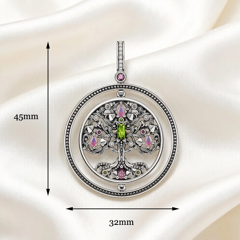 Pendant Rotating Tree of Life-symbol Brand Fine Jewelry Europe 925 Sterling Silver Personal Lucky Gift For Women