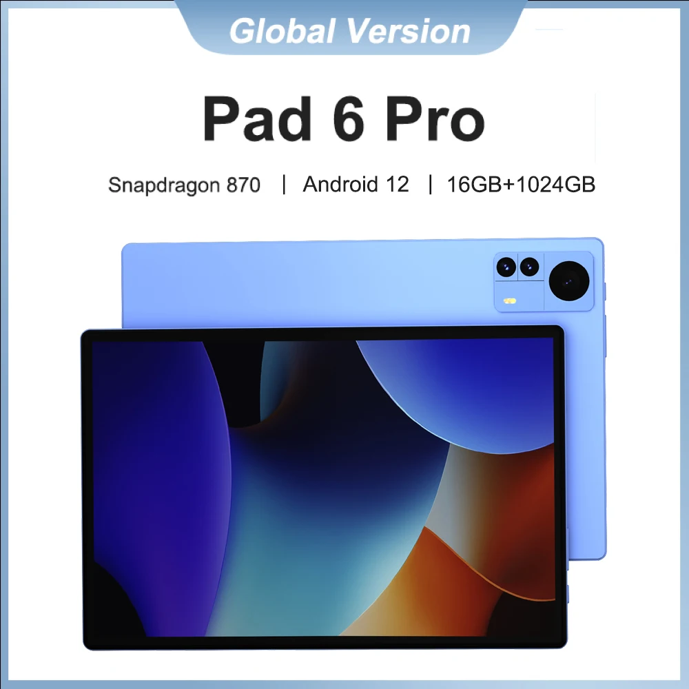 2025 Neues Tablet Pad 6 Pro 11,0 Zoll HD-Display 16 GB + 1024 GB Android 12 Face entsperrt 10000 mAh Akku mit großer Kapazität Snapdragon 870