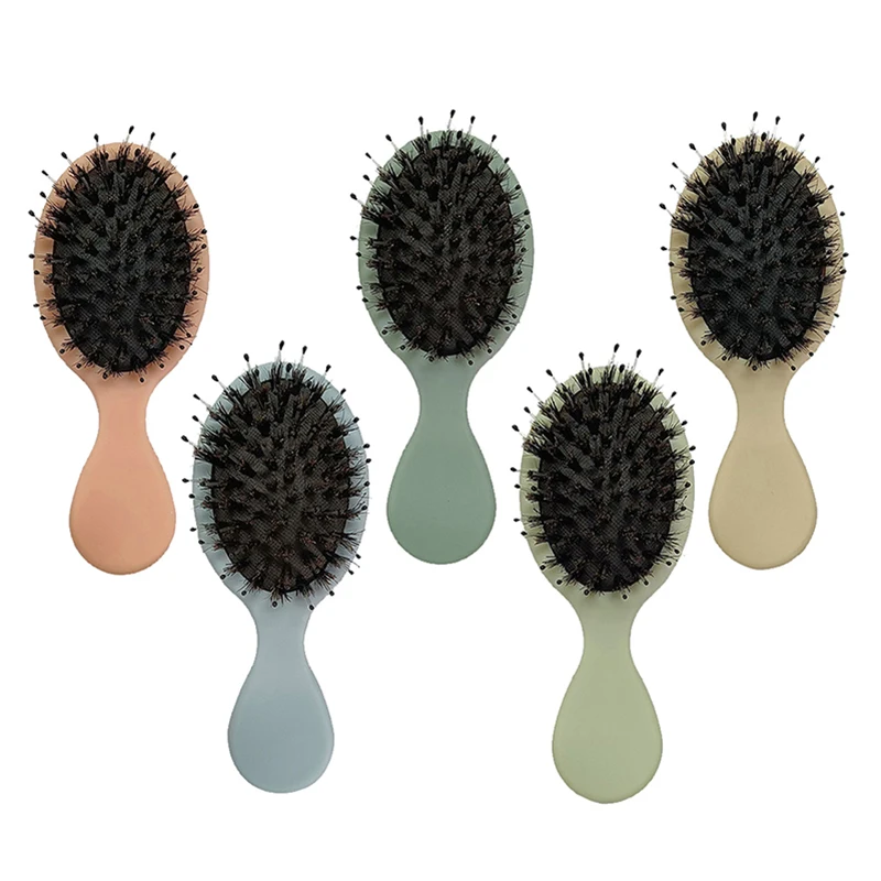 New Natural Boar Bristle Oval Hair Brush Comb Head Scalp Massage Comb Portable Horsehair Comb Fashion Styling Tool