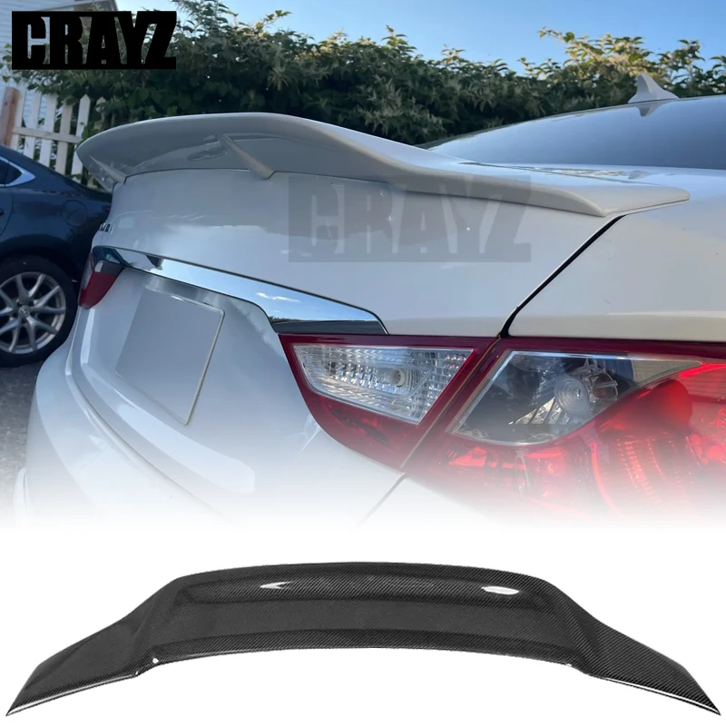 Car-Styling R Style Luster Carbon Fiber Pattern Abs Rear Trunk Spoiler Wing Fit For Hyundai Sonata 8 2011 - 2013