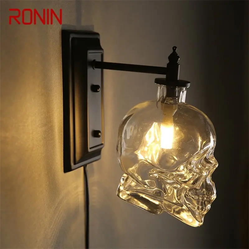 

RONIN Classical Wall Light Nordic Creative Fixtures Skull Shade Design Sconce Lamp Industrial Wind Bar Decorative