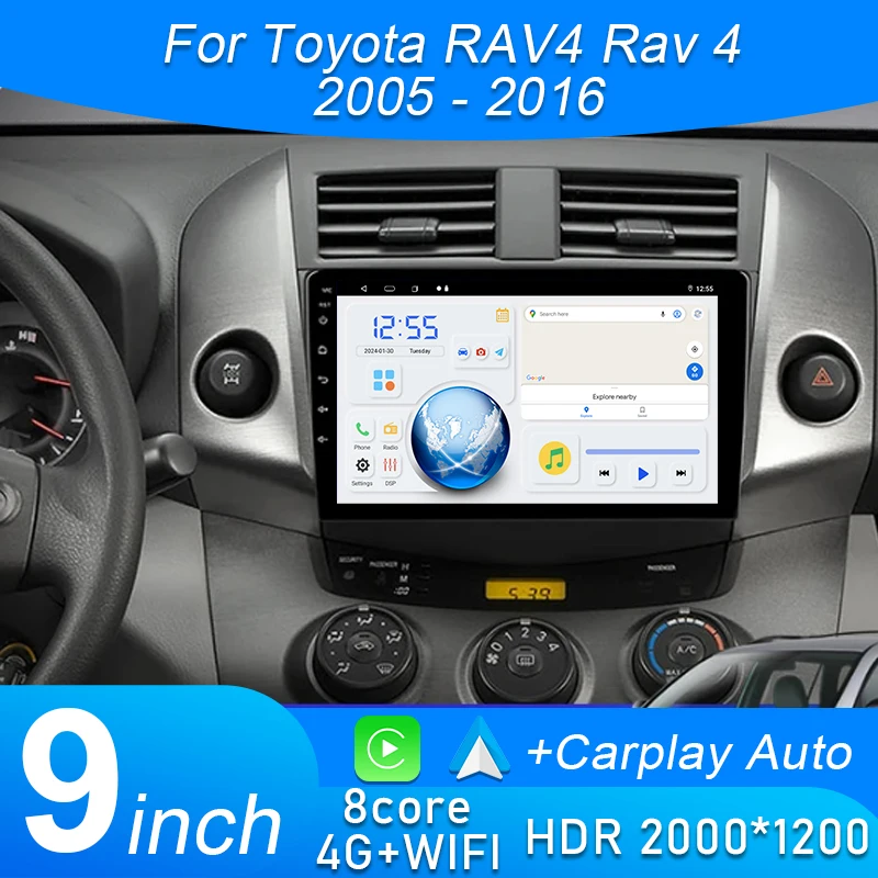 

Android Auto Car Radio For Toyota RAV4 Rav 4 2005-2016 Navigation Player Multimedia Carplay Touch Screen 2Din Stereo Head Unit