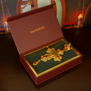 Religious Greek Orthodox Church Hollowing Process Bishop's Pectoral Cross Necklace for Ordination of Priest 6 best sales greek orthodox cross - №3