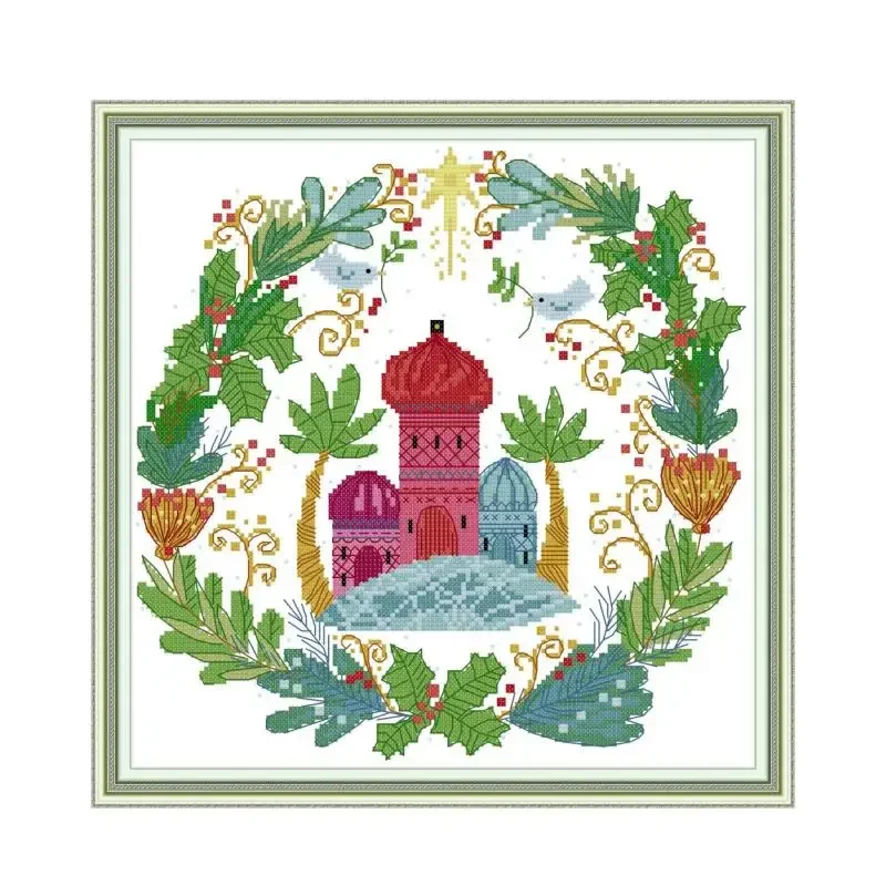 Castle 9 cross stitch kit aida 14ct 11ct count print canvas cross stitches   needlework embroidery DIY handmade